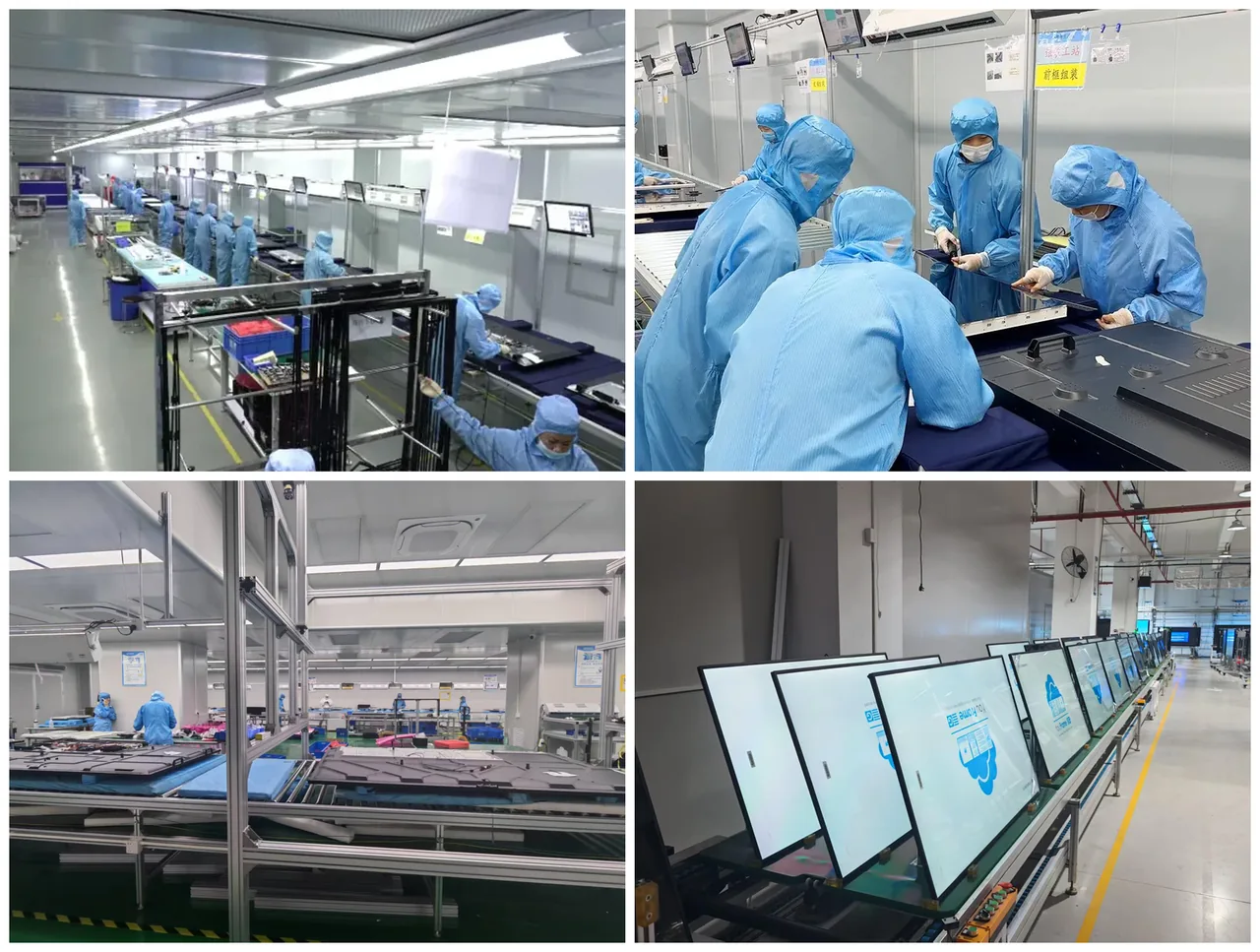 TZD Display digital signage and LCD display factory tour: cleanroom assembly, panel staging and aging test line